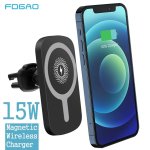 Chargeur de voiture sans fil magn�tique automatique 15w pour iphone 12 pro max, support de charge rapide ...