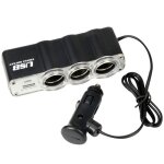Chargeur voiture triple - 3 prise allume - cigare 12v / 24v + port usb 1000 ma pour smartphone t�l�phone ...