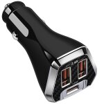 Chargeur de voiture universel téléphone, usb - c et usb - a, allume - cigare noir - e. f. connection Chargeur de voiture universel téléphone, usb - c et usb - a, allume - cigare noir - e. f. connection