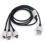 Chargeur de voiture usb 5v 2, 1 a bling pour femmes, adaptateur rapide, port de touristes, dcor de voiture ...