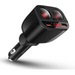 Chargeur de voiture usb allume cigare avec double port de charge qc3. 0 12 v / 24 v 120 w avec voltm�tre ...