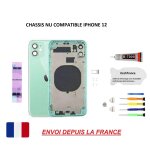 Ch�ssis arri�re nu compatible iphone 12 vert vitre arri�re, qualit� origine, kit outil, lame m�tal, colle ...