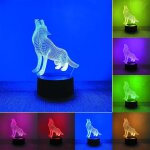 Cheng - lampe 3d loup decorative, lampe de chevet chambre intelligente a 7 couleurs pour enfants, veilleuse ...