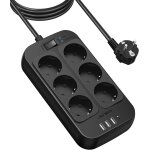 Cheng - multiprise parasurtenseur usb, multiprise electrique 6 prises avec 4 ports usb chargeur de voyage(5v3, ...
