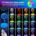 Cheng - veilleuse de basket - ball 3d pour fans de sport, lampe de chevet 3d, 16 couleurs changeantes, ...
