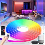 Clicksell - rgb ruban led néon, 5m smart wifi bande ip65 etanche 220v tube led, synchronisation de la ... Clicksell - rgb ruban led néon, 5m smart wifi bande ip65 etanche 220v tube led, synchronisation de la ...