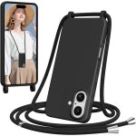 Cmjaagur - coque pour iphone 16 avec cordon, collier pour etui en silicone avec tour de cou lanire corde, ...