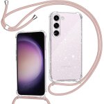 Collier coque glitter pour samsung galaxy s23 5g avec cordon, transparent paillettes etui tpu bumper ...