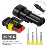 Connecteurs de c�ble electrique de voiture, 20 ensembles, 2 broches, prise super etanche, convient aux ...