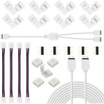 Connecteur cable ruban led, comprend 8 connecteurs en forme de l, cable diviseur led 4 broche, 2m de ... Connecteur cable ruban led, comprend 8 connecteurs en forme de l, cable diviseur led 4 broche, 2m de ...