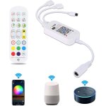 Contr�leur wifi de ruban led, r�cepteur wifi sans fil avec t�l�commande ir 24 touches, contr�le vocal ...