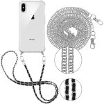 Coque avec lot de 2 cordon pour apple iphone x / iphone xs 5, 8 , etui de t�l�phone avec chaine m�tallique ...