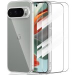 Coque + 2 verres tremp�s pour google pixel 9 pro, souple protection renforc�e antichoc silicone transparent ...