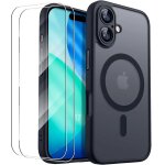 Coque + 2 verres tremp�s pour iphone 17, antichoc hybride avec anneau magn�tique et vitre cam�ra - noir ...
