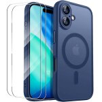 Coque + 2 verres tremp�s pour iphone 17, protection avec cercle magn�tique et vitre cam�ra - bleu marine ...