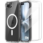 Coque + 2 verres tremp�s pour iphone 17e, protection antichoc avec cercle magn�tique - transparent - ...