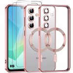 Coque + 2 verres tremp�s pour samsung galaxy a16 4g / 5g, protection silicone avec anneau magn�tique ...