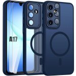 Coque + 2 verres tremp�s pour samsung galaxy a17 4g / 5g, avec cercle magn�tique vitre cam�ra - bleu ...