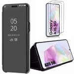Coque + 2 verres tremp�s pour samsung galaxy a35 5g, smart flip cover en dur pc avec fonction de support, ...
