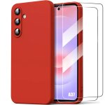 Coque + 2 verres tremp�s pour samsung galaxy a37 5g, protection silicone souple anti - rayures rouge ...