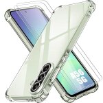 Coque + 2 verres tremp�s pour samsung galaxy a56 5g, protection 4 coins renforc�s silicone transparent ...