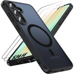 Coque et 2 verres tremp�s pour samsung galaxy s24 fe avec cercle magn�tique protection cam�ra, silicone ...