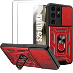 Coque + 2 verres tremps pour samsung galaxy s25 ultra - rigide antichoc avec anneau support et protection ...