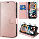Coque + 2 verres tremp�s pour xiaomi redmi a3, rose, antichoc en cuir pu et tpu avec porte - cartes et ...