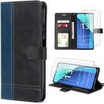Coque + 2 verres tremp�s pour xiaomi redmi note 13 4g (pas pour 5g), bicolore effet cuir avec fonction ...