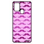 Coque a21s silicone moustache peinture homme vintage chapeau melon housse impression rose imprime design ...