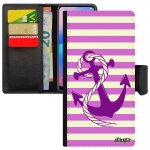 Coque a3 2016 simili cuir portefeuille ancre ligne dessin femme corde rose marini�re case chaine marin ...