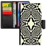 Coque a40 simili cuir portefeuille illusion d'optique noir et blanc telephone a clapet magie losage mobile ...