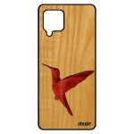 Coque a42 bois silicone colibri design smartphone animal portable motif nature ecologie animaux de protection ...
