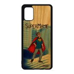 Coque a51 bois silicone super mamie humour texte grand mere portable bleu comics original heros bande ...
