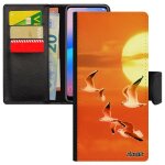 Coque pour a52s en cuir oiseaux mouettes orange couch� de soleil nature ciel animaux marin mer pochette ...