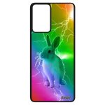Coque a52 en silicone lapin li�vre nain personnalis� noir design de paques eclair multicolore portable ...