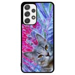 Coque a53 silicone chat etui animal animaux chaton lolcat minou bleu dessin mobile nature felin design ...