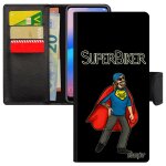 Coque a70 cuir porte cartes super biker motard rigide noir humour humoristique comics cadeau d'anniversaire ...