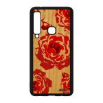 Coque a9 2018 en bois silicone rose fleur amour mobile rouge etui samsung galaxy a9 2018