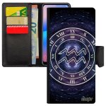 Coque pour a9 2018 cuir a rabat portefeuille silicone signe astrologique verseau motif horoscope horloge ...