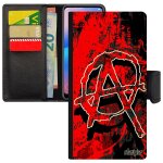 Coque anarchie pour iphone 15 pro cuir rabat portefeuille porte cartes antichoc etui anarchiste tattoo ...