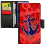 Coque ancre pour iphone 5 5s se cuir rabat portefeuille vegetale mer motif rouge old school capitaine ...