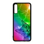 Coque antichoc a70 silicone chat alu multicolore mobile portable chaton minou eclair animaux arc en ciel ...