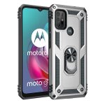 Coque antichoc odeydo gris pour moto g60, support anneau et protection renforc�e