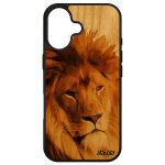 Coque pour apple iphone 16 bois silicone lion animaux housse telephone etui lionne animal design roi ...