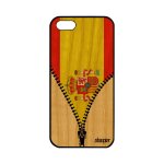 Coque pour apple iphone 5 5s se en bois silicone drapeau espagne espagnol