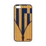Coque pour apple iphone 5 5s se en bois veritable silicone drapeau grece grec de