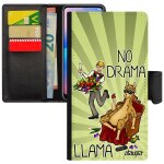 Coque pour apple iphone 5 5s se cuir portefeuille no drama lama housse comique drole humour texte animal ...
