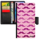 Coque pour apple iphone 5 5s se simili cuir portefeuille moustache noir flip case peinture case rose ...