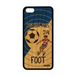 Coque apple iphone 5c bois silicone j'peux pas j'ai foot bleu humour smartphone